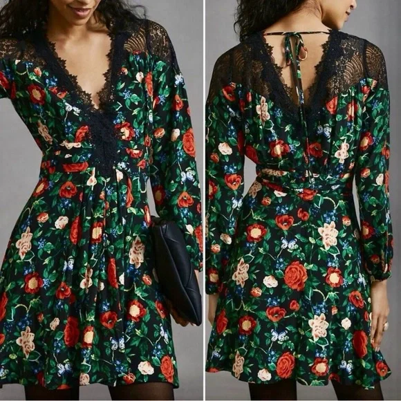 Anthropologie Lacy V-Neck Mini Dress - Size 8 - Picture 2 of 11